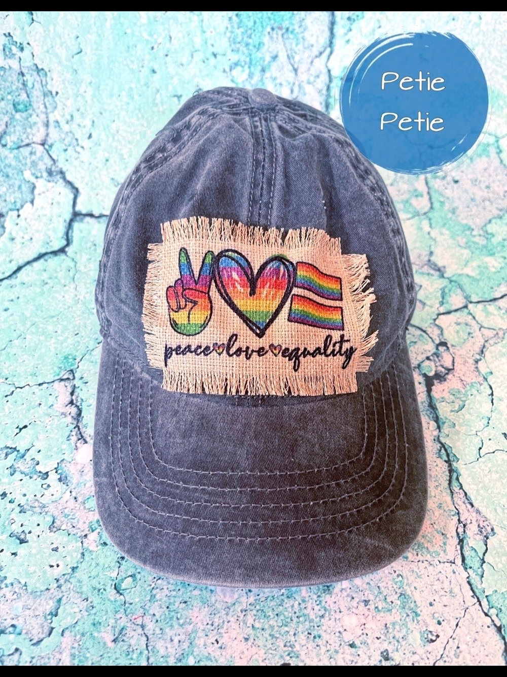 Peace Love Equality Rainbow Patch Baseball Cap
